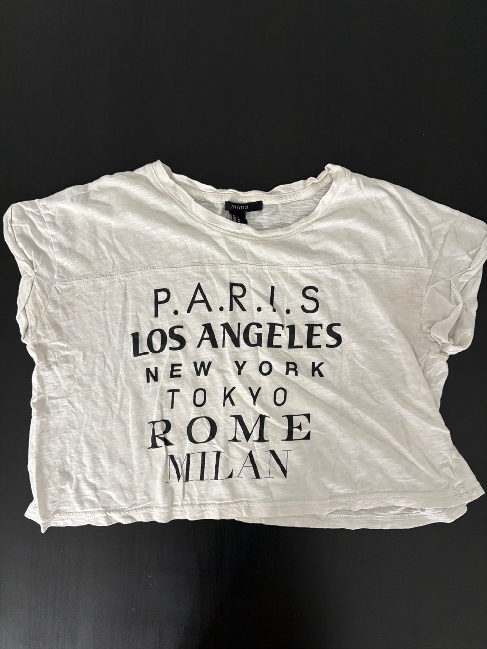 Forever 21 White City Names Graphic Crop Tee